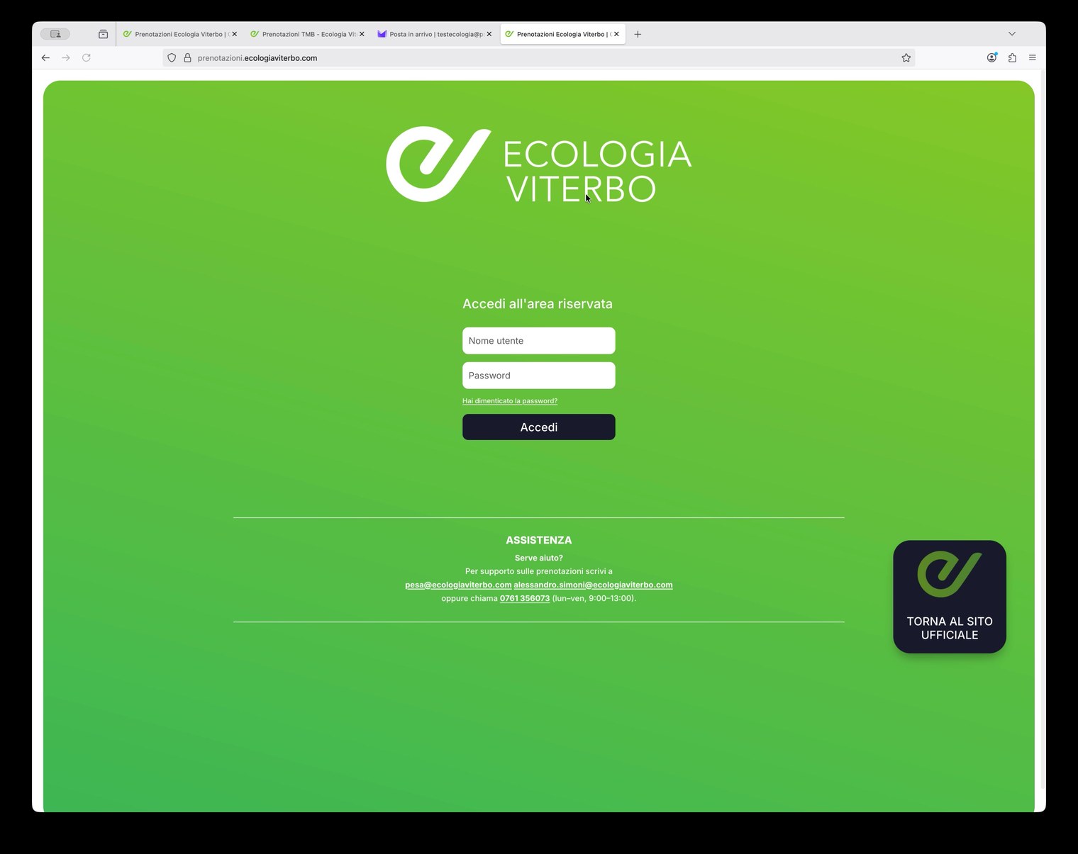 Pagina di login