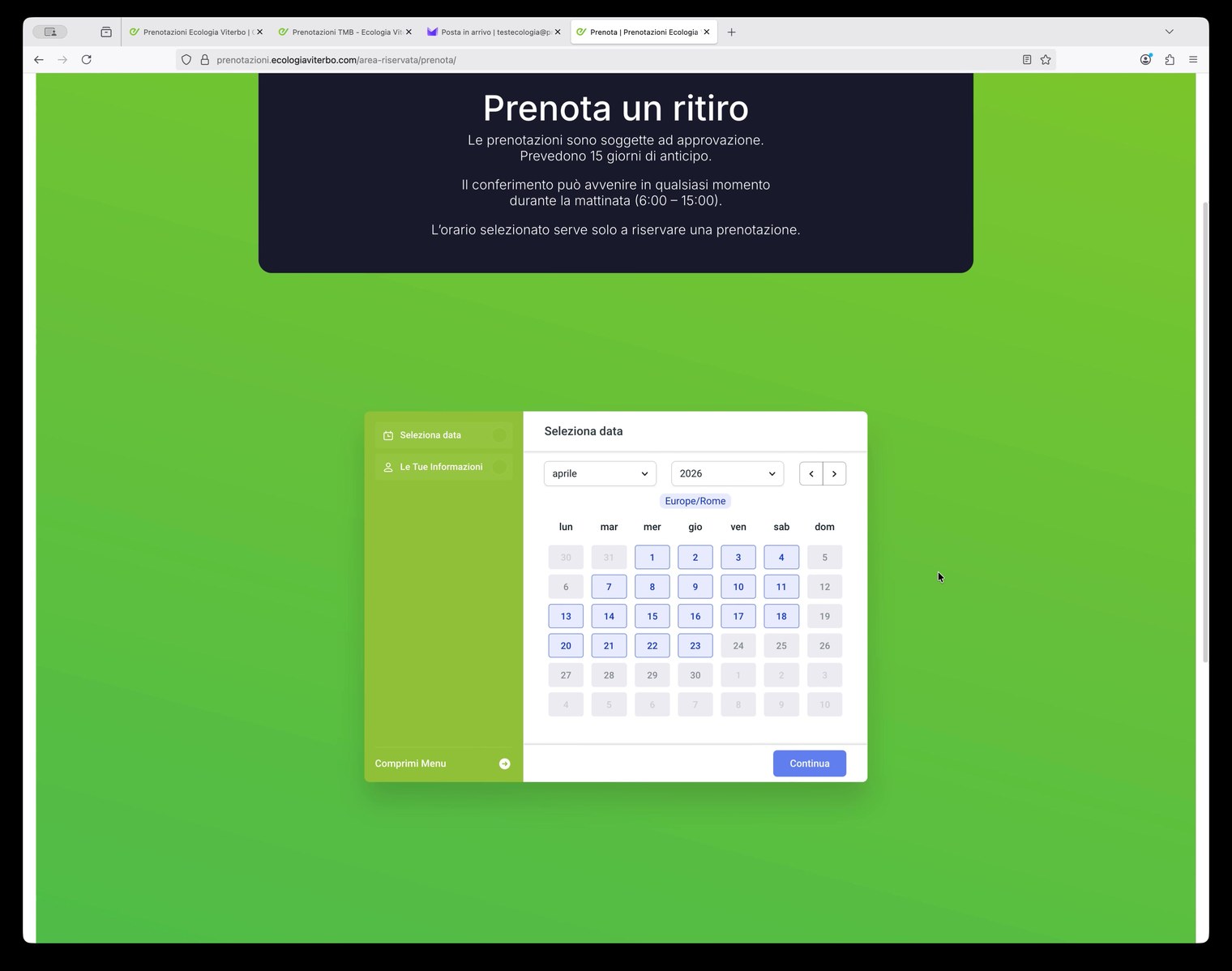 Selezione data