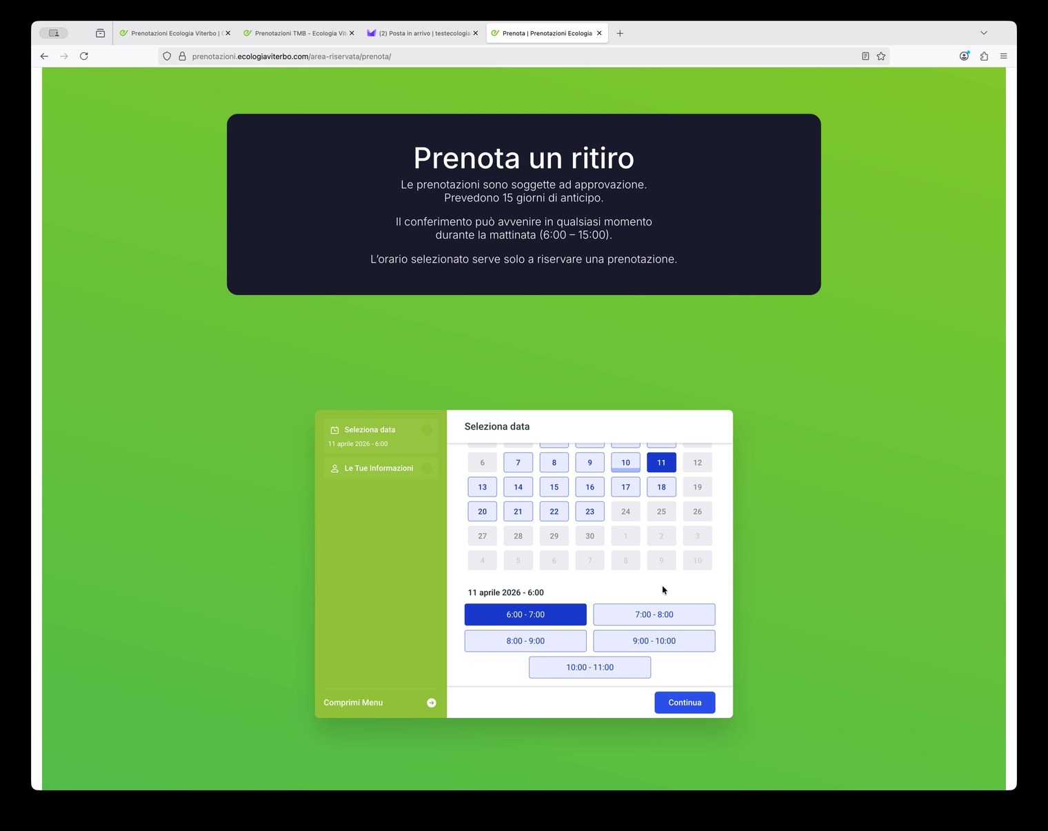 Lista prenotazioni